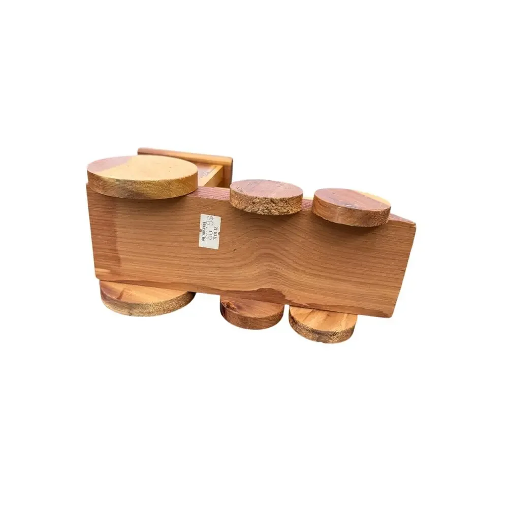 🚂 Branson MO Wooden Train Coin Bank Vintage Souvenir Rustic Log Cabin Style